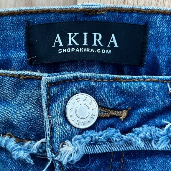 AKIRA MAYA FRAY MID RISE SKINNY WOMEN’S JEANS sz 7 W27 Dark Wash STRETCHY NWT - Picture 5 of 15